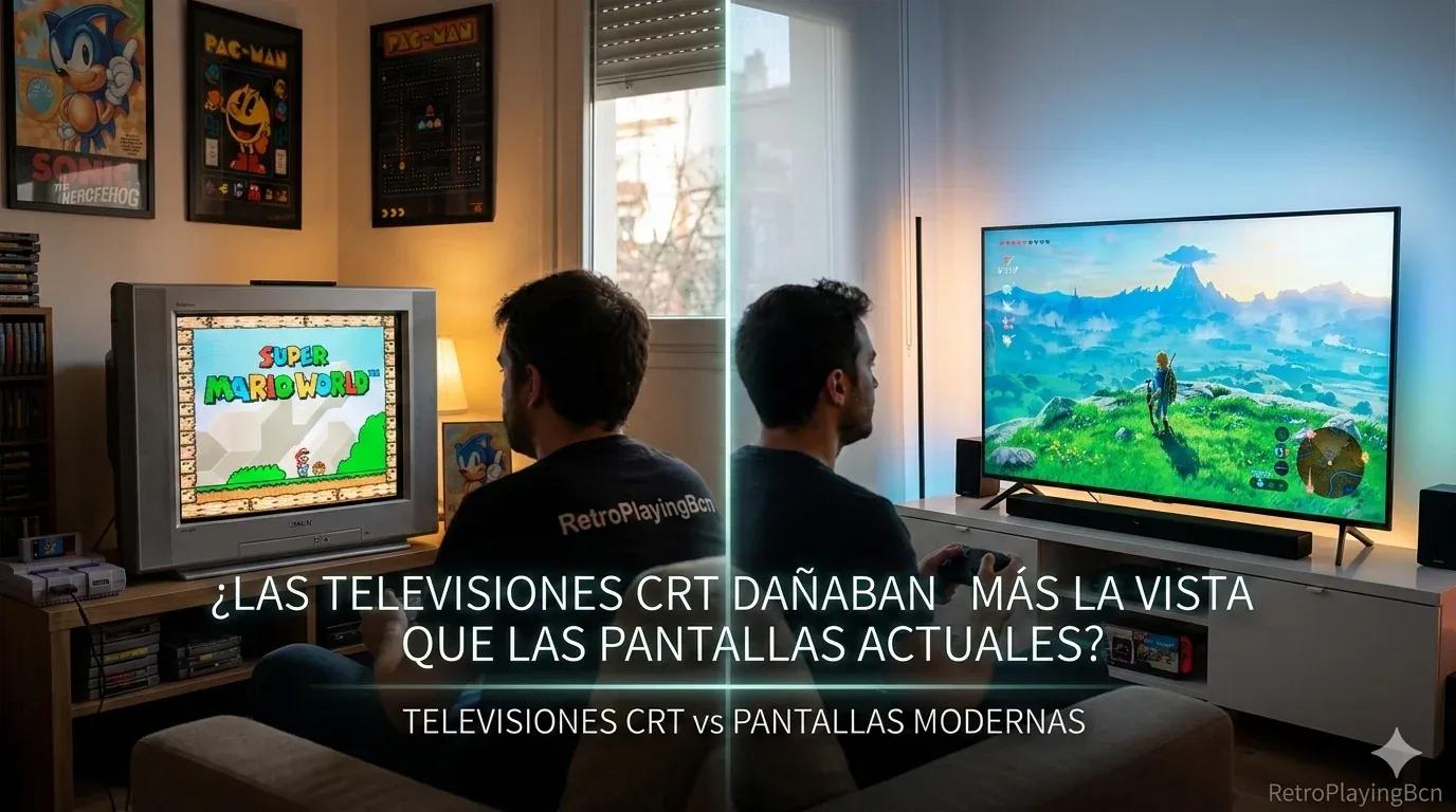 Televisión antigua CRT vs pantalla LED actual: ¿Cuál cansa más la vista? Comparativa de tecnologías de visualización para retrogaming.