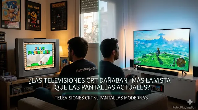 Televisión antigua CRT vs pantalla LED actual: ¿Cuál cansa más la vista? Comparativa de tecnologías de visualización para retrogaming.