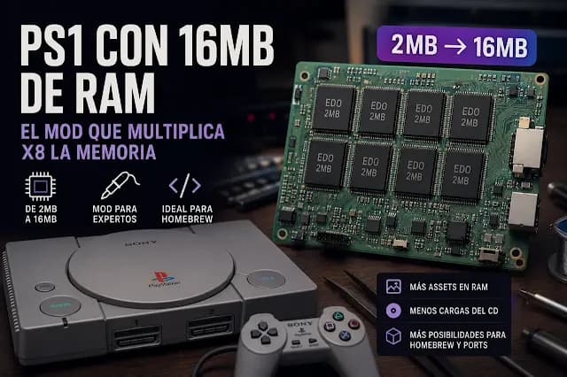 PS1: el mod que multiplica su RAM por 8 hasta 16MB