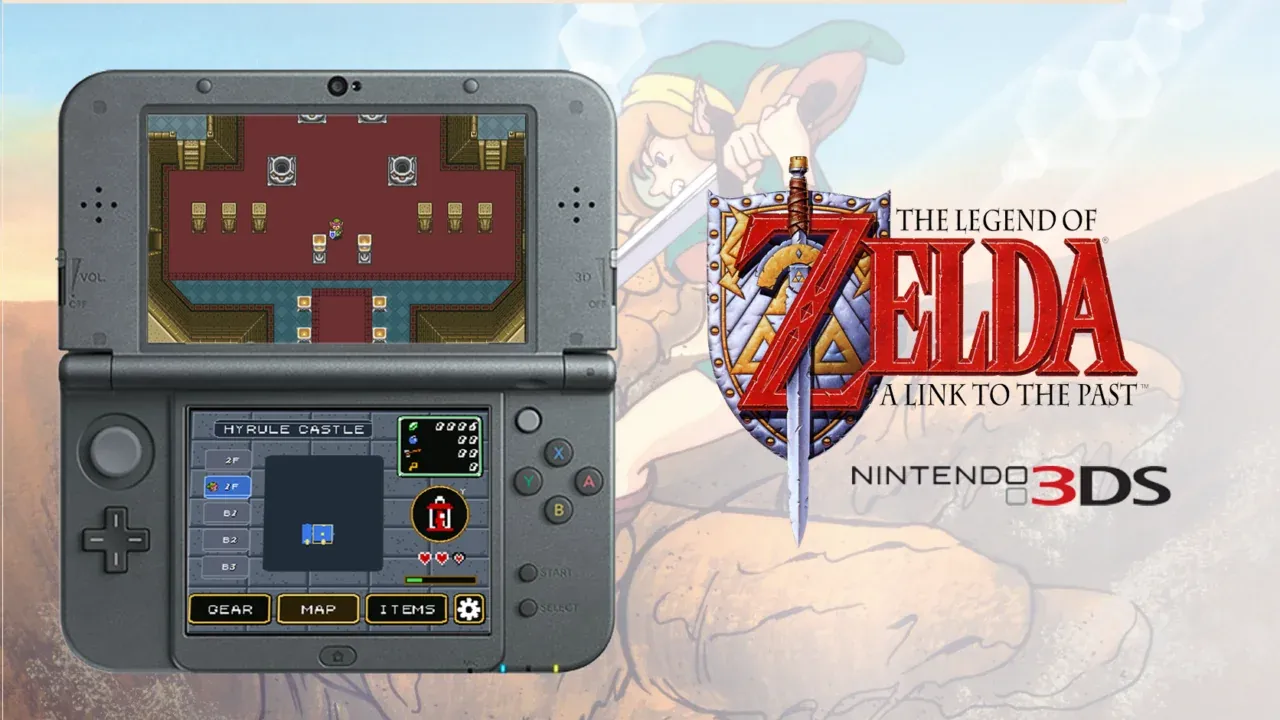 Zelda A Link to the Past corriendo en Nintendo 3DS con doble pantalla