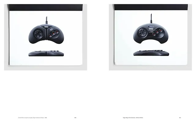 Bocetos de mandos de Mega Drive con diseño redondeado