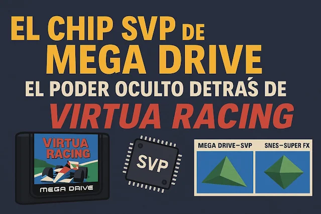 Portada ilustrada sobre el chip SVP de Mega Drive y su papel en Virtua Racing comparado con el Super FX de SNES