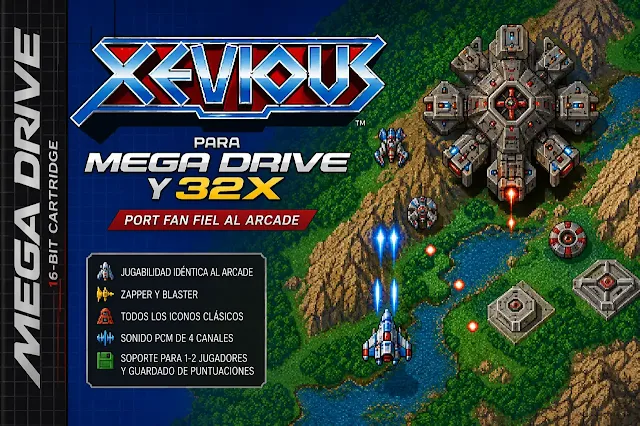 Xevious llega a Sega Megadrive y 32X: el arcade de Namco corre nativo en 16 bits