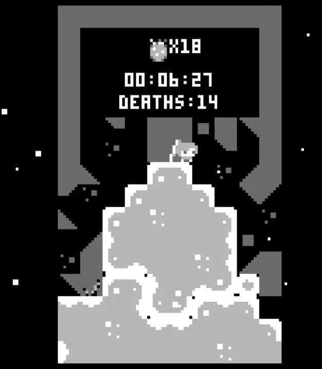 imagen in game del port celeste classic de pico-8 a la game boy clásica