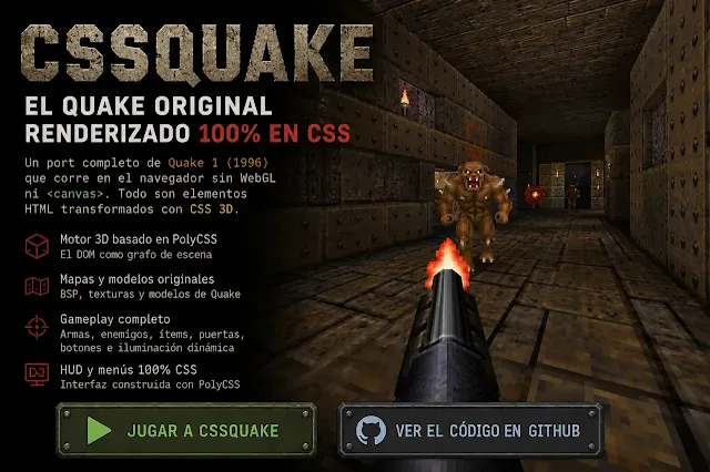 cssQuake: jugar Quake en el navegador sin WebGL ni canvas