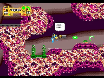 Captura de Coloco DX para SEGA Mega Drive con gameplay retro de rescates espaciales