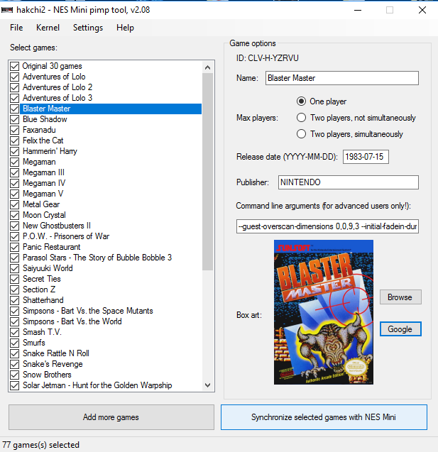 hakchi2 nes mini snes mini