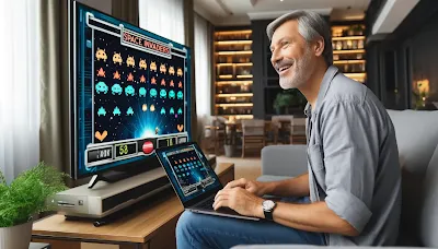 Un jugador accede a su casino online para disfrutar de entretenimientos inspirados en videojuegos retro y clásicos