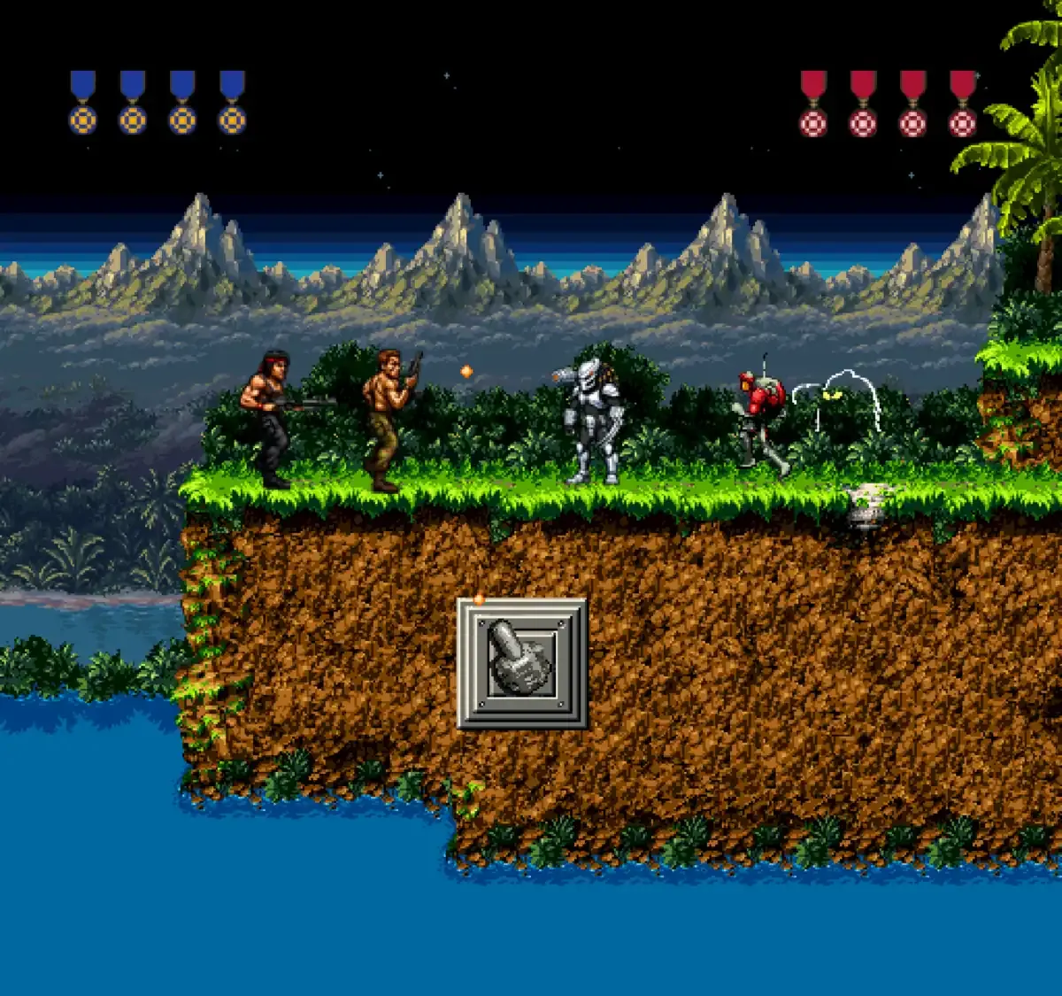 captura pantalla Contra 80s reimagina contra estetica 80's pack HD para emulador de NES Mesen