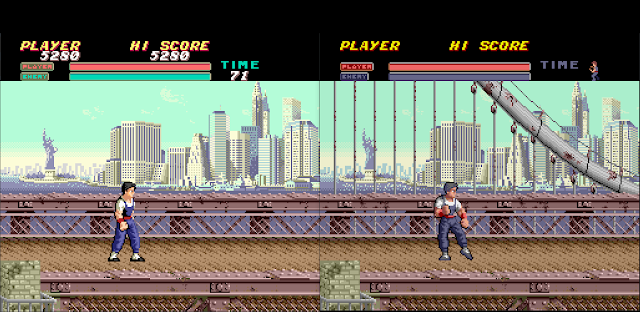Comparativa VIGILANTE versión PC Engine con futuro port Sega Megadrive