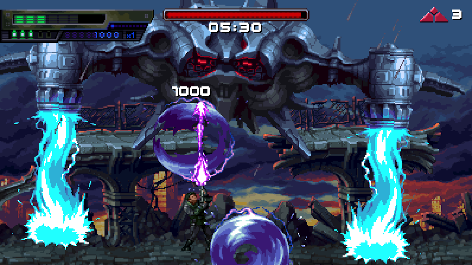 Imagen del gameplay de Terminator 2D: NO FATE, un juego arcade 2D que revive la acción de Terminator 2.