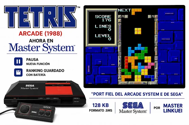 Tetris (System E) de SEGA, portado 1:1 al Master System