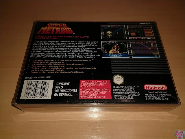 Caja trasera Super Metroid PAL España