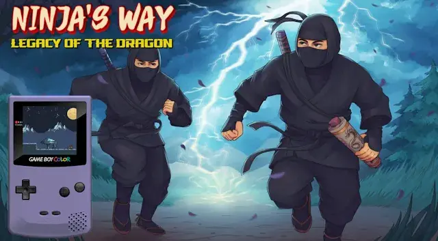 NINJA'S WAY: The Legacy of the Dragon en Game Boy Color mostrando acción ninja estilo retro