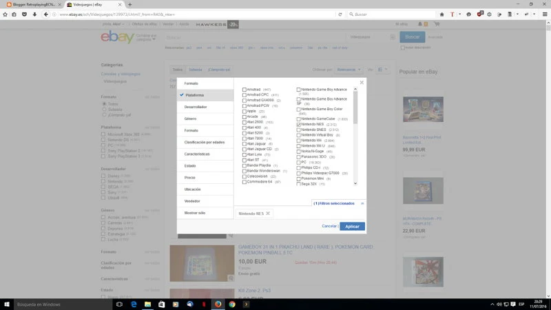 guia compra ebay nintendo nes