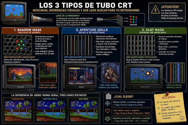 ¿Aperture Grille o Shadow Mask? Descubre el tipo de tubo de tu CRT