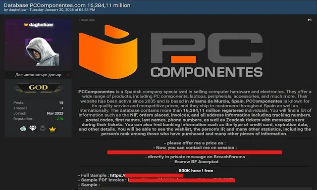 pccomponentes hackeo datos clientes desmentido